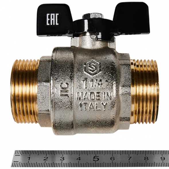 Кран шаровой полнопроходной STOUT НР/НР ручка бабочка 1 1/4