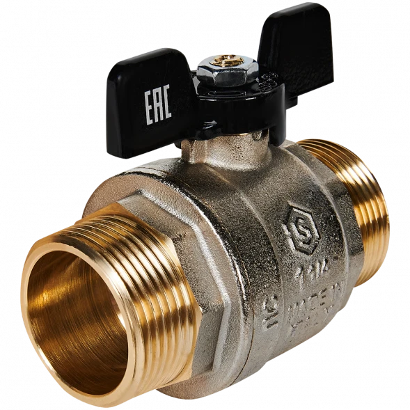 Кран шаровой полнопроходной STOUT НР/НР ручка бабочка 1 1/4