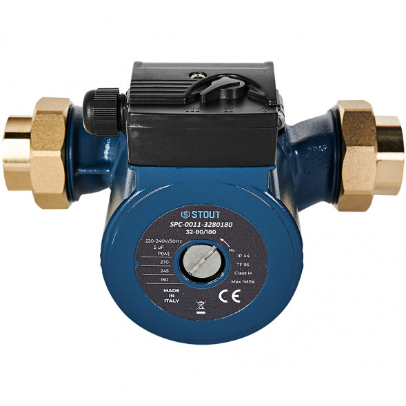 SPC-0011-3280180 STOUT Циркуляционный насос 32-80/180 220/240V 50Hz с латунными гайками G2 x Rp 1 1/4
