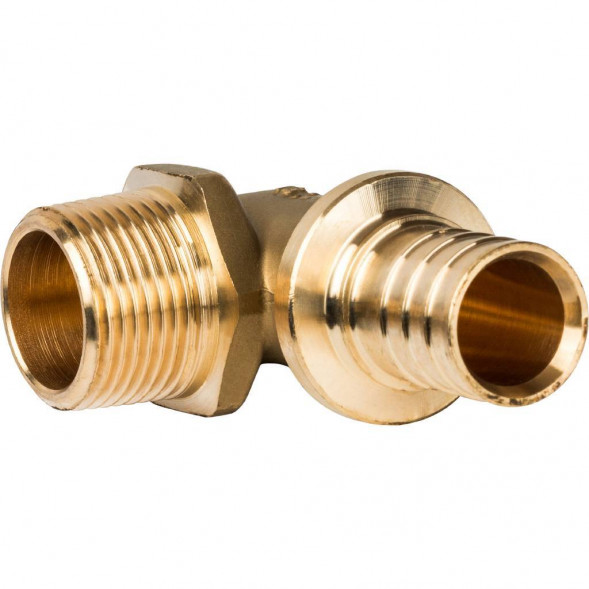 SFA-0005-002534 STOUT Угольник-переходник с наружной резьбой 25xR 3/4  для труб из сшитого полиэтилена аксиальный (340021H052535B)