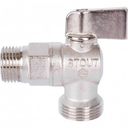 STOUT  Кран шаровой угловой для бытовой техники 1/2  х 3/4