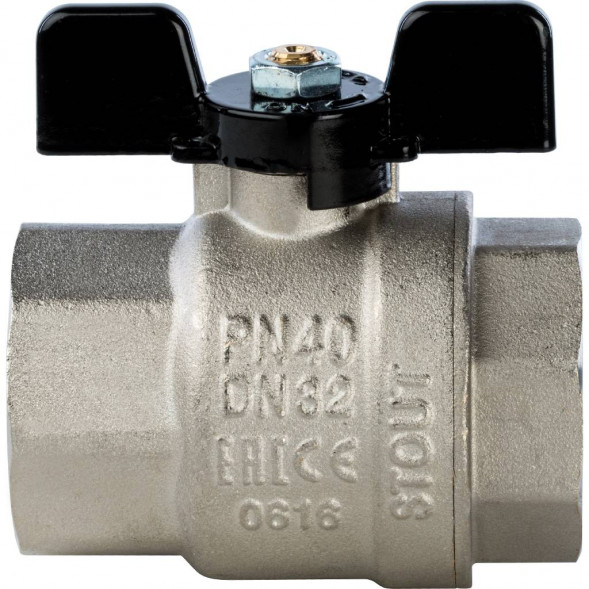 Кран шаровой STOUT полнопроходной, ВР/ВР, ручка бабочка 1 1/4