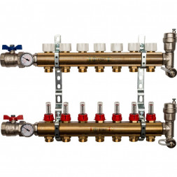 SMB 0473 000007 STOUT Распределительный коллектор из латуни с расходомерами 7 вых.
