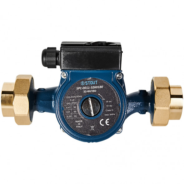 SPC-0011-3260180 STOUT Циркуляционный насос 32-60/180 220/240V 50Hz с латунными гайками G2 x Rp 1 1/4