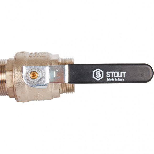 Кран шаровой STOUT полнопроходной, НР/НР, ручка рычаг 1 1/4