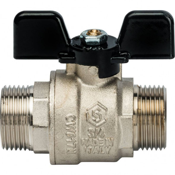 Кран шаровой STOUT полнопроходной, НР/НР, ручка бабочка 3/4