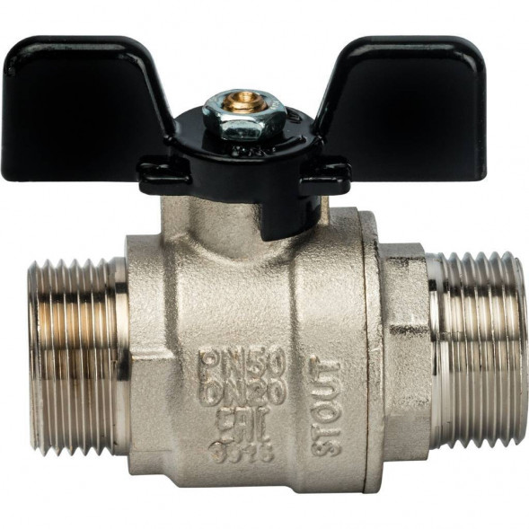 Кран шаровой STOUT полнопроходной, НР/НР, ручка бабочка 3/4