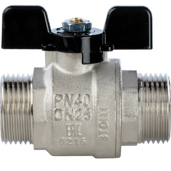 Кран шаровой STOUT полнопроходной, НР/НР, ручка бабочка 1