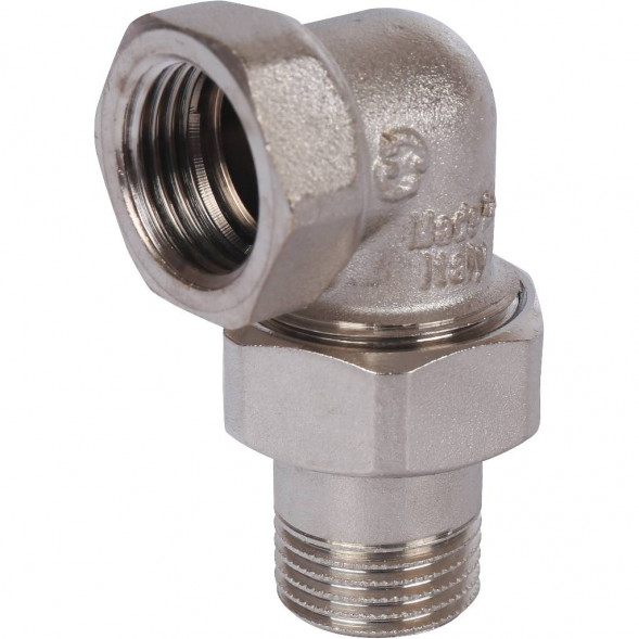 SFT-0057-000012 STOUT Разъемное угловое  соединение  американка  ВН, уплотнение под гайкой o-ring кольцо, никелированное 1/2 (2700I4N040400B)