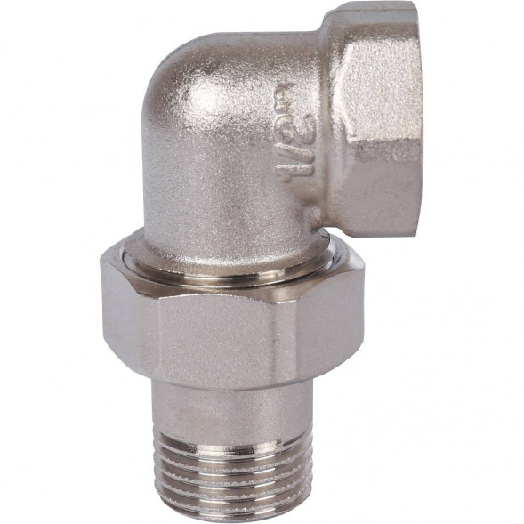 SFT-0057-000012 STOUT Разъемное угловое  соединение  американка  ВН, уплотнение под гайкой o-ring кольцо, никелированное 1/2 (2700I4N040400B)