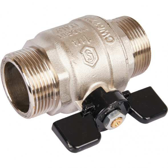 Кран шаровой STOUT полнопроходной, НР/НР, ручка бабочка 1 1/4