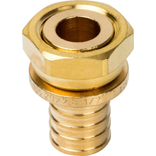 SFA-0019-002012 STOUT Переходник с накидной гайкой 20xG 1/2  для труб из сшитого полиэтилена аксиальный (3400C7H042028B)