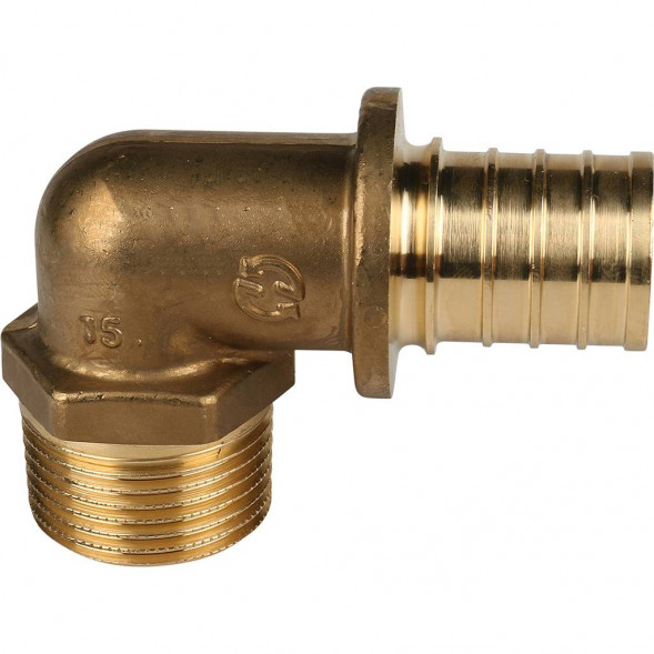 SFA-0005-003210 STOUT Угольник-переходник с наружной резьбой 32xR 1  для труб из сшитого полиэтилена аксиальный (340021H103244B)