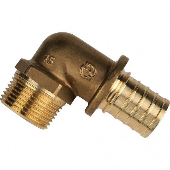 SFA-0005-003210 STOUT Угольник-переходник с наружной резьбой 32xR 1  для труб из сшитого полиэтилена аксиальный (340021H103244B)