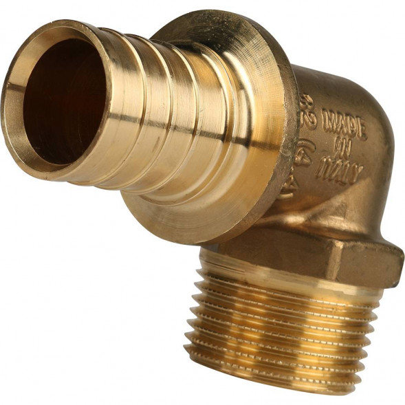 SFA-0005-003210 STOUT Угольник-переходник с наружной резьбой 32xR 1  для труб из сшитого полиэтилена аксиальный (340021H103244B)