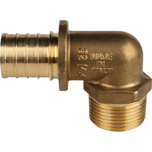 SFA-0005-003210 STOUT Угольник-переходник с наружной резьбой 32xR 1  для труб из сшитого полиэтилена аксиальный (340021H103244B)