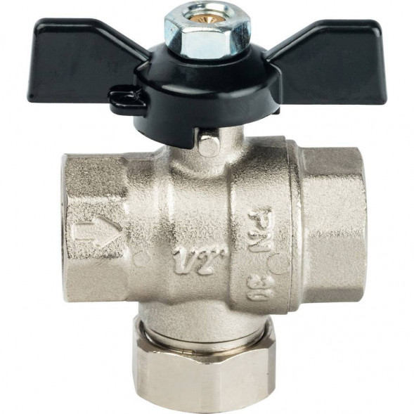 Кран шаровой STOUT с фильтром 1/2 (ручка-бабочка)