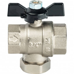 Кран шаровой STOUT с фильтром 3/4 (ручка-бабочка)