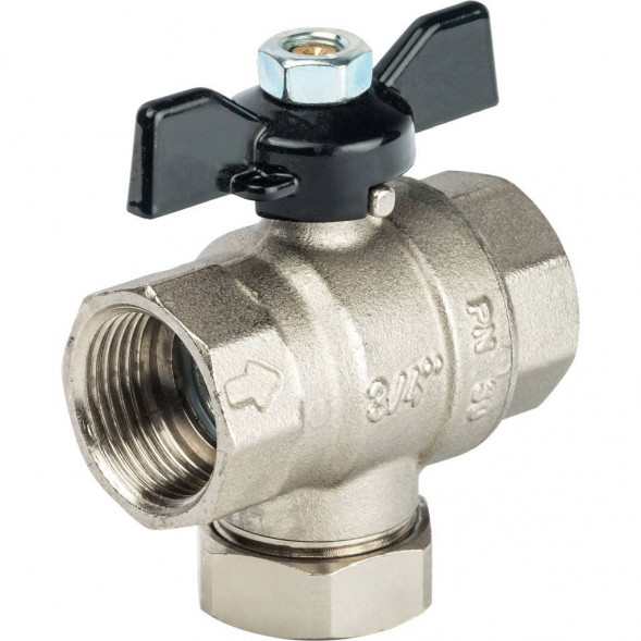 Кран шаровой STOUT с фильтром 3/4 (ручка-бабочка)