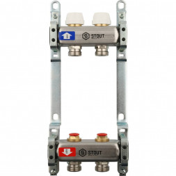SMS 0922 000002 STOUT Коллектор из нержавеющей стали без расходомеров 2 вых.