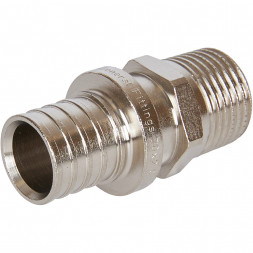 SFA-0001-200212 STOUT Переходник с наружной резьбой 20х2.0x1/2  никелированный для труб из сшитого полиэтилена аксиальный (340001N042020B)