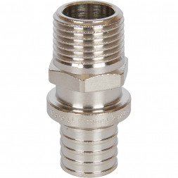 SFA-0001-200212 STOUT Переходник с наружной резьбой 20х2.0x1/2  никелированный для труб из сшитого полиэтилена аксиальный (340001N042020B)