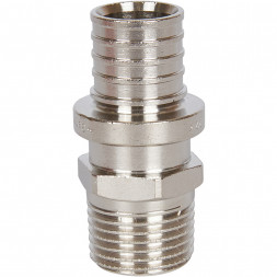 SFA-0001-200212 STOUT Переходник с наружной резьбой 20х2.0x1/2  никелированный для труб из сшитого полиэтилена аксиальный (340001N042020B)