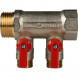 SMB 6200 011202 STOUT Коллектор с шаровыми кранами 1 , 2 отвода 1/2  (красные ручки) (620056N1004R2B)