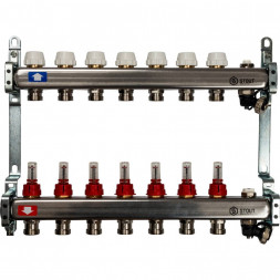 SMS-0927-000007 STOUT Коллектор из нержавеющей стали с расходомерами, с клапаном вып. воздуха и сливом 7 вых.