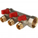 SMB 6200 011203 STOUT Коллектор с шаровыми кранами 1 , 3 отвода 1/2  (красные ручки) (620056N1004R3B)