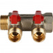 SMB 6200 341202 STOUT Коллектор с шаровыми кранами 3/4 , 2 отвода 1/2  (красные ручки) (620056N0504R2B)