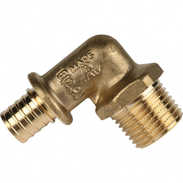 SFA-0005-001612 STOUT Угольник-переходник с наружной резьбой 16xR 1/2  для труб из сшитого полиэтилена аксиальный (340021H041622B)