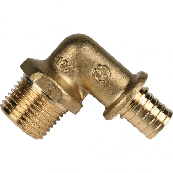 SFA-0005-001612 STOUT Угольник-переходник с наружной резьбой 16xR 1/2  для труб из сшитого полиэтилена аксиальный (340021H041622B)