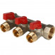 SMB 6200 341203 STOUT Коллектор с шаровыми кранами 3/4 , 3 отвода 1/2  (красные ручки) (620056N0504R3B)