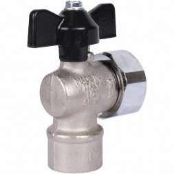 Кран шаровой STOUT 1/2x3/4 с накидной гайкой угловой, ВР/накидная гайка, ручка бабочка