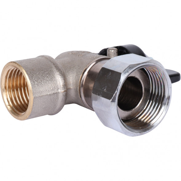 Кран шаровой STOUT 1/2x3/4 с накидной гайкой угловой, ВР/накидная гайка, ручка бабочка