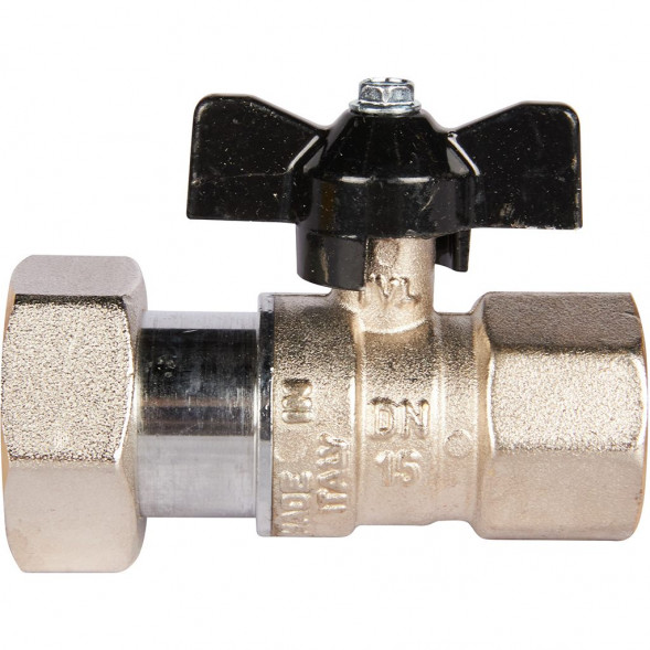 Кран шаровой STOUT 3/4x1 с накидной гайкой, ВР/накидная гайка, ручка бабочка