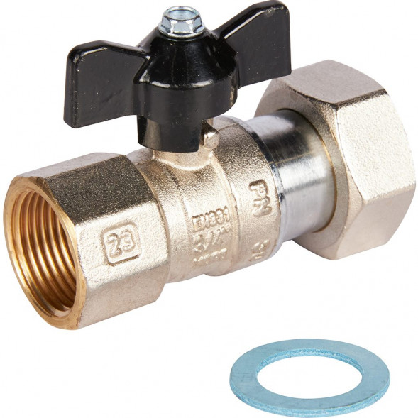 Кран шаровой STOUT 3/4x1 с накидной гайкой, ВР/накидная гайка, ручка бабочка