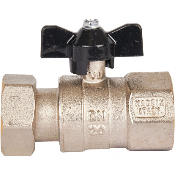 Кран шаровой STOUT 1x1 с накидной гайкой, ВР/накидная гайка, ручка бабочка