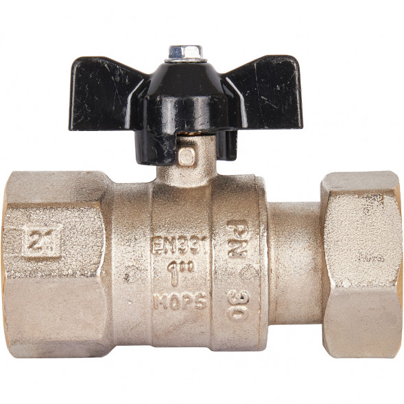 Кран шаровой STOUT 1x1 с накидной гайкой, ВР/накидная гайка, ручка бабочка