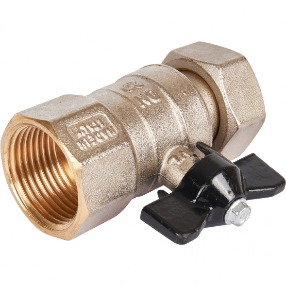 Кран шаровой STOUT 1x1 с накидной гайкой, ВР/накидная гайка, ручка бабочка