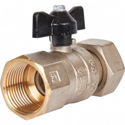 Кран шаровой STOUT 1x1 с накидной гайкой, ВР/накидная гайка, ручка бабочка