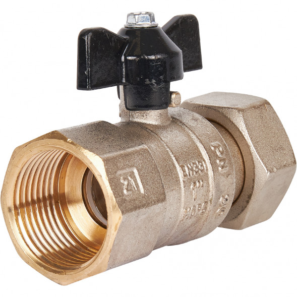 Кран шаровой STOUT 1x1 с накидной гайкой, ВР/накидная гайка, ручка бабочка