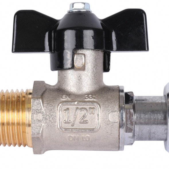 Кран шаровой STOUT 1/2x1/2 с накидной гайкой, НР/накидная гайка, ручка бабочка