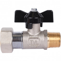 Кран шаровой STOUT 1/2x3/4 с накидной гайкой, НР/накидная гайка, ручка бабочка