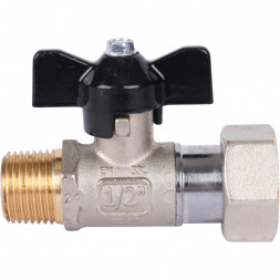 Кран шаровой STOUT 1/2x3/4 с накидной гайкой, НР/накидная гайка, ручка бабочка