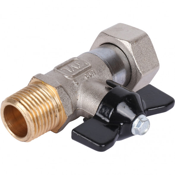 Кран шаровой STOUT 1/2x3/4 с накидной гайкой, НР/накидная гайка, ручка бабочка