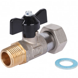 Кран шаровой STOUT 1/2x3/4 с накидной гайкой, НР/накидная гайка, ручка бабочка