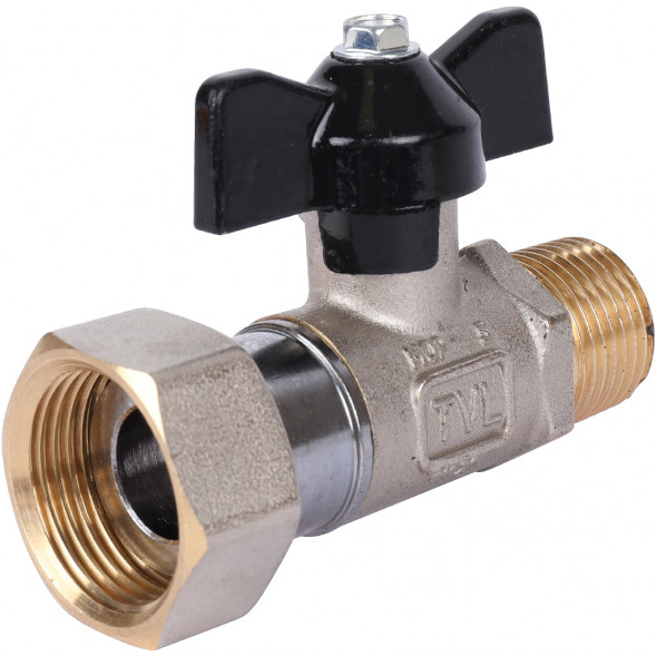 Кран шаровой STOUT 1/2x3/4 с накидной гайкой, НР/накидная гайка, ручка бабочка