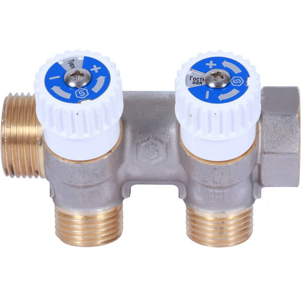 SMB 6852 341202 STOUT Коллектор распределительный 3/4 , 2 отвода 1/2  плоское уплотнение